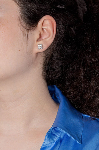 Boucles d'oreilles Van Cleef & Arpels Boucles d'oreilles Puces Sweet Alhambra Or blanc Diamant 58 Facettes 4160007RV