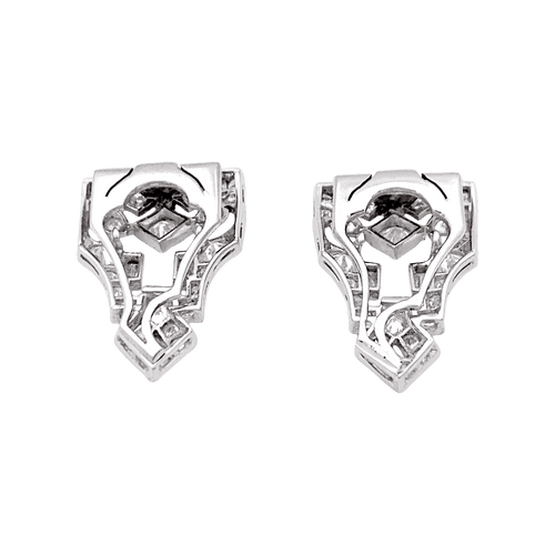 Broche Broche double clip art déco platine et diamants. 58 Facettes 34493