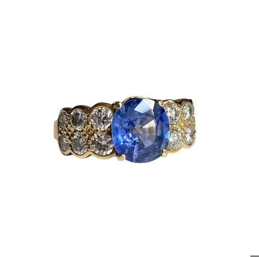Bague 58 Bague en or jaune sertie d'un saphir de Ceylan non chauffé 58 Facettes