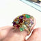 BAGUE DE DESIGN CONTEMPORAIN en OR 18 carats avec AIGUE-MARINE ET DIVERSES PIERRES NATURELLES