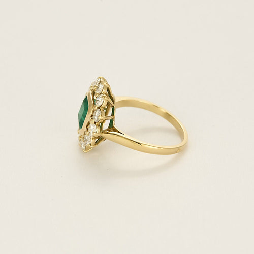 Bague 54 Bague en or jaune, émeraude et diamants 58 Facettes DIE1614X2