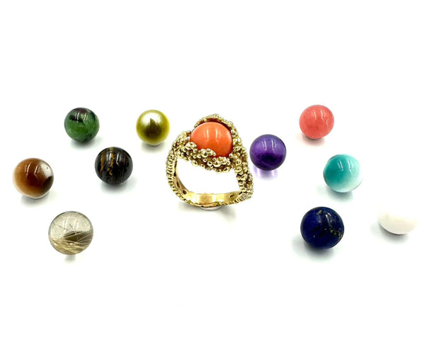 56 GILBERT ALBERT - Bague or jaune et billes interchangeables 58 Facettes