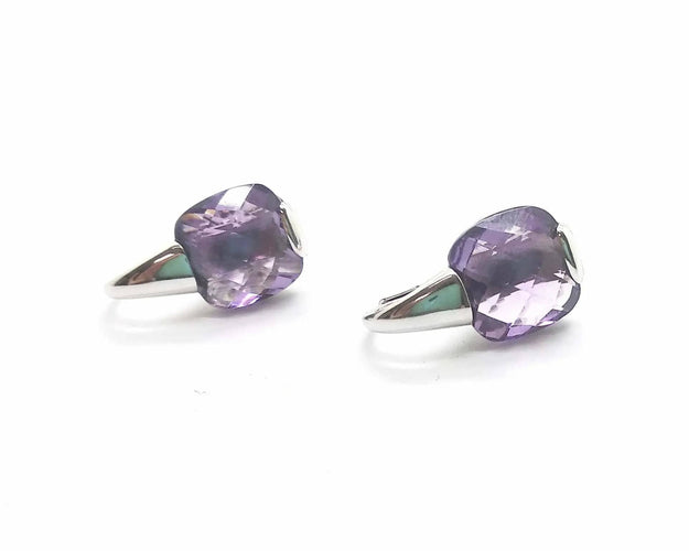 Boucles d'oreilles Boucles d'oreilles en or blanc avec améthyste 58 Facettes 6587
