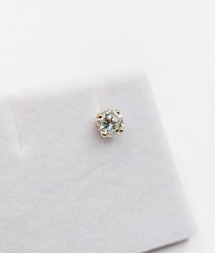 Puce d'oreille SEULE vintage or blanc et diamant de 0.38 carat 58 Facettes A06242