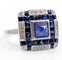 Bague Art Déco Platine, saphir pain de sucre et diamants, Branar Paris 58 Facettes A06224
