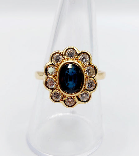 Bague 58 Bague marguerite art deco or 18k saphir et diamants taille brillants 58 Facettes A03969