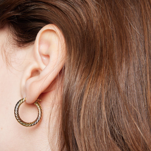 Boucles d'oreilles BOUCLES D’OREILLES CRÉOLES TORSADES 3 OR 58 Facettes REF 2017/20