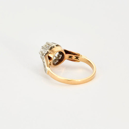Bague 48 Solitaire or deux tons et diamants 58 Facettes GU128