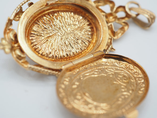 Pendentif Porte photo or 18k perle fine 58 Facettes