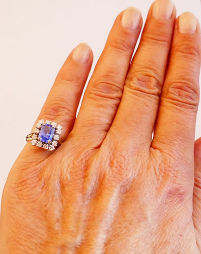 Bague 49.5 Bague saphir Ceylan non chauffé diamants 58 Facettes C08-05
