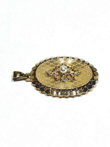 Pendentif Médaillon Photo Or rose et Perle 58 Facettes