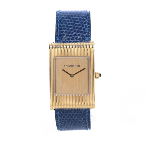 Montre BOUCHERON - Montre reflet or jaune et cuir 58 Facettes 98462