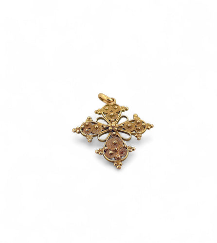 Pendentif Pendentif croix vintage en or jaune 18 carats 58 Facettes