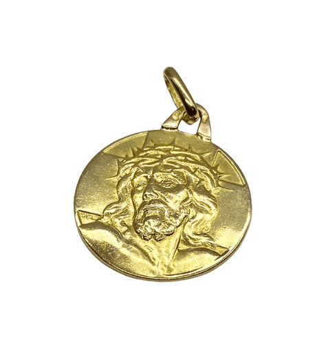 Pendentif Médaille du Christ en or jaune 18 carats 58 Facettes AB489