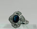 Bague 53 Bague de style Art Déco en platine avec un saphir central et des diamants 58 Facettes 50245
