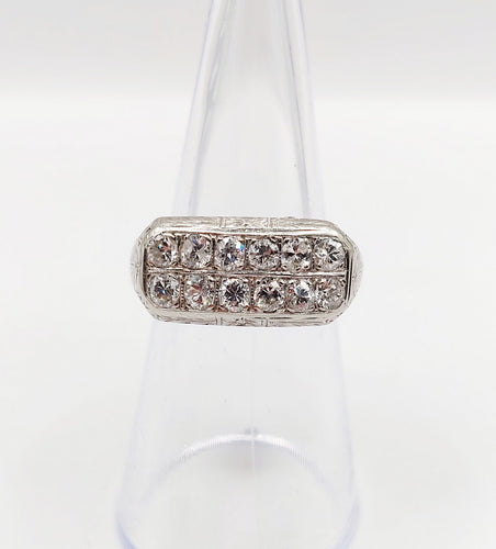 Bague 52 Bague tank art déco or blanc et diamants 58 Facettes A05400