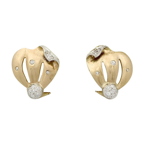 Boucles d'oreilles Clips d'oreilles or rose, diamants. 58 Facettes 33785