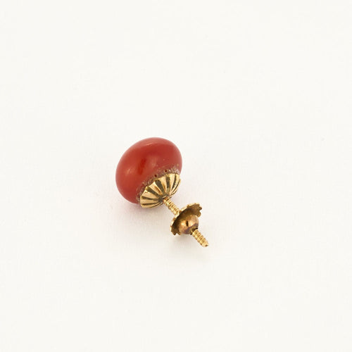 Boucles d'oreilles Puces oreilles perles corail et monture en or 58 Facettes