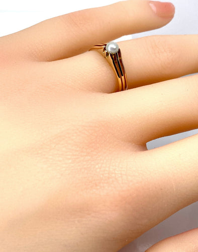 Bague 49 Bague en or rose perle fine vers 1900 58 Facettes AB663