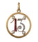 Pendentif Art Déco porte bonheur 13 or jaune, platine