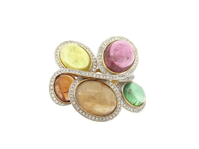 Bague 54 bague en or jaune 18k t54 sertie 5 pierres & 150 diamants 1.05ct 58 Facettes 268939