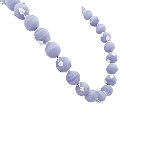 Collier Collier calcédoine, or blanc, diamants. 58 Facettes 34482