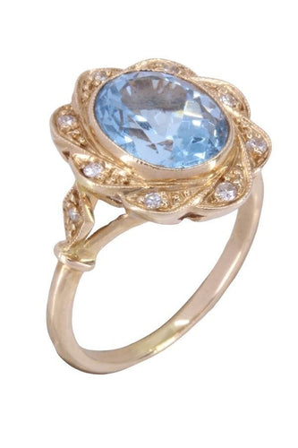 Bague BAGUE POMPADOUR AIGUE-MARINE ET DIAMANTS 58 Facettes 088071