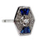 Bague 54 Bague marquise art deco or blanc 18k et platine ornée de diamants taille roses et de saphir calibrés dans une monture géométrique 58 Facettes A04970