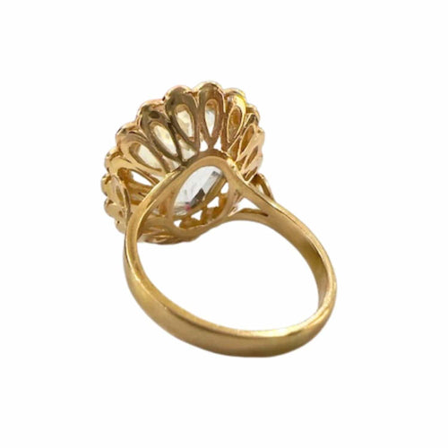 Bague 54 Bague au design contemporain, design classique en or 18 carats avec diamants et aigue-marine. Pièce française (Bordeau). 58 Facettes Q218A