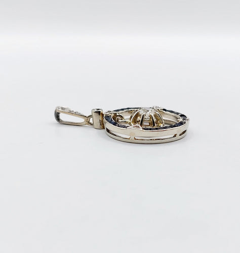 Pendentif Pendentif cible Art Déco or blanc, diamants, saphirs calibrés (circa 1920) 58 Facettes A05269