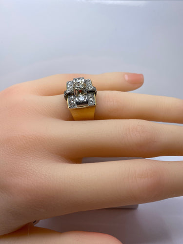 Bague 52 Bague Tank en or 18 carats et platine et diamants 58 Facettes AB517