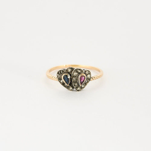 Bague 58 Bague vintage en or, diamants, rubis et saphir. 58 Facettes