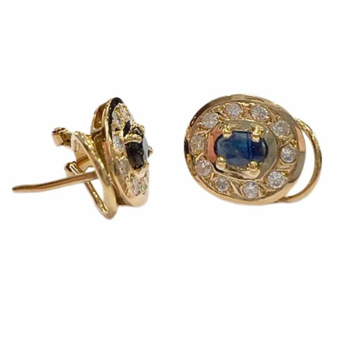 Boucles d'oreilles Boucles d'oreilles contemporaines du XXe siècle en or 18 carats avec diamants et saphirs 58 Facettes Q290B