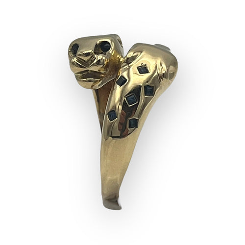 Bague 56 Bague panthère Toi & Moi or jaune et saphirs 58 Facettes 149056468