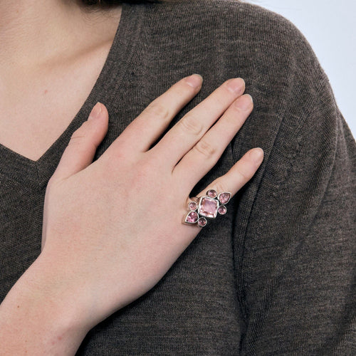 Bague Bague or blanc Marquise Rose 58 Facettes LP978/14
