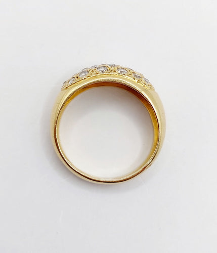 Bague 52.5 Bague jonc bombée or jaune 18k pavé 0,65 carats de diamants taille brillant 58 Facettes A04886
