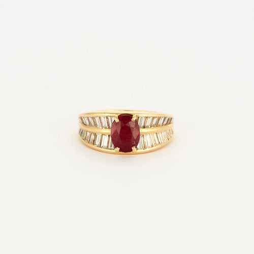Bague 51 Bague La Protégée or jaune et rubis 58 Facettes LP780