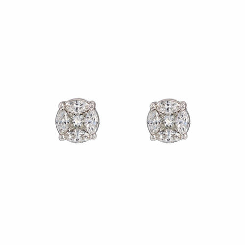 Boucles d'oreilles Boucles d'oreilles puces diamants 0.54 carat et or blanc 58 Facettes 23-256A