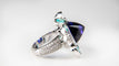 Bague 54 Bague Précieuse or blanc, tanzanite, tourmalines paraiba 58 Facettes Tanz 1