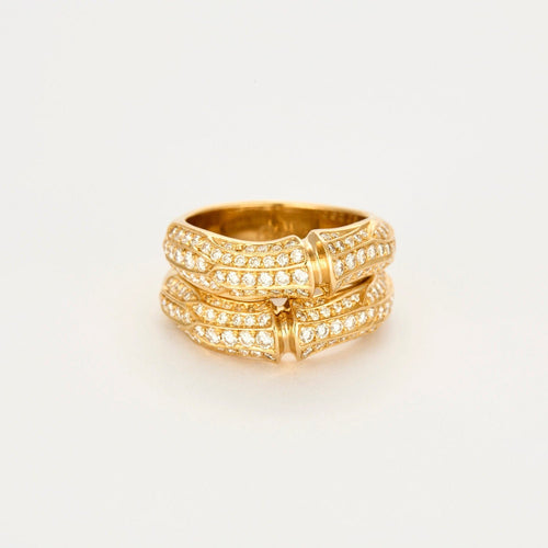 Bague CARTIER - "bambou" bague or jaune et diamants 58 Facettes