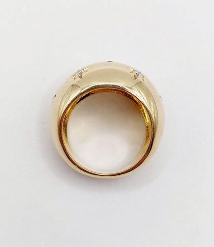 Bague 43.5 Bague bombé dôme or 18k diamant taille brillants en serti étoilé (circa 1950) 58 Facettes A05072
