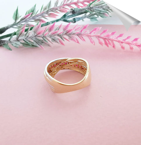Bague 56 Bague Croisée Rubis Diamants 58 Facettes AA 1568