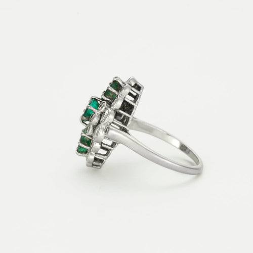Bague 55 Bague marquise or gris émeraudes et diamants 58 Facettes GU41