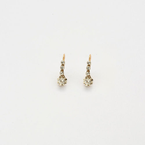 Boucles d'oreilles Boucles d Oreille Dormeuses Anciennes 2 Ors Diamants 58 Facettes