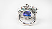 Bague 54 Bague Précieuse or blanc, tanzanite, tourmalines paraiba 58 Facettes Tanz 1