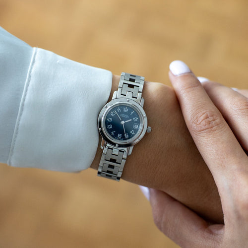 Bracelet Hermès Cape Cod - Cadran bleu arabe - SM 58 Facettes