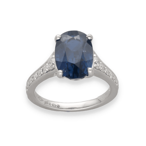 Bague 53 Bague en or gris saphir et diamants brillants 58 Facettes