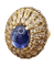 Bague Bague vintage style trombino avec diamants saphir cabochon en or jaune 18 carats 58 Facettes