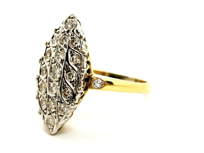 Bague 53.5 Bague Marquise Or blanc, Or jaune Diamant 58 Facettes 1875457CN