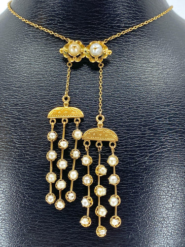 Collier Collier bayadère en or 18 carats et perles fines. Fin 19 ème. 58 Facettes